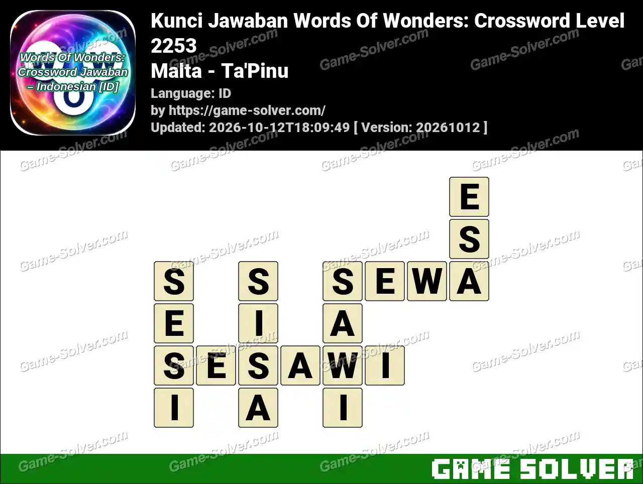 Kunci Jawaban Words Of Wonders: Crossword Level 2253 – Malta – Ta’Pinu